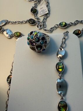 Lia Sophia Abalone Link Necklace - Green, Blue, Purple, Gold